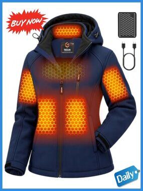 Graphene Heated Softshell Jacket Waterproof Windproof Hooded 18400mAh Battery